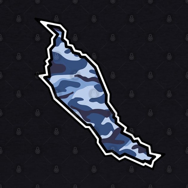 Denman Island Silhouette in Blue Camouflage - Army Camo Pattern - Denman Island by Bleeding Red Paint